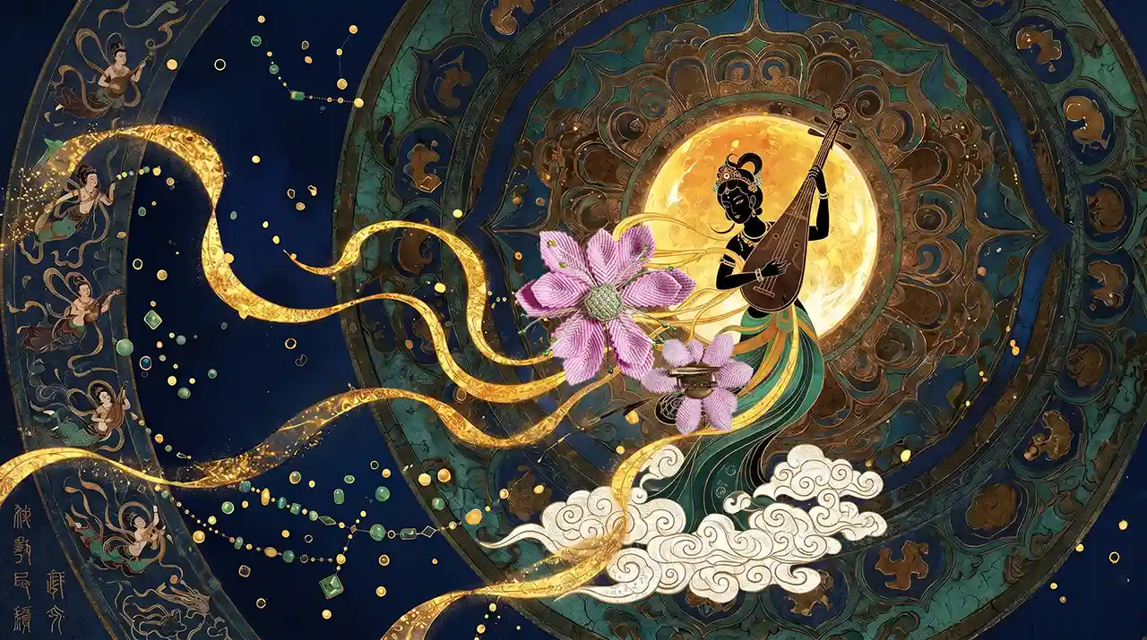 Dunhuang Flying Apsaras — Sadhaka homepage hero